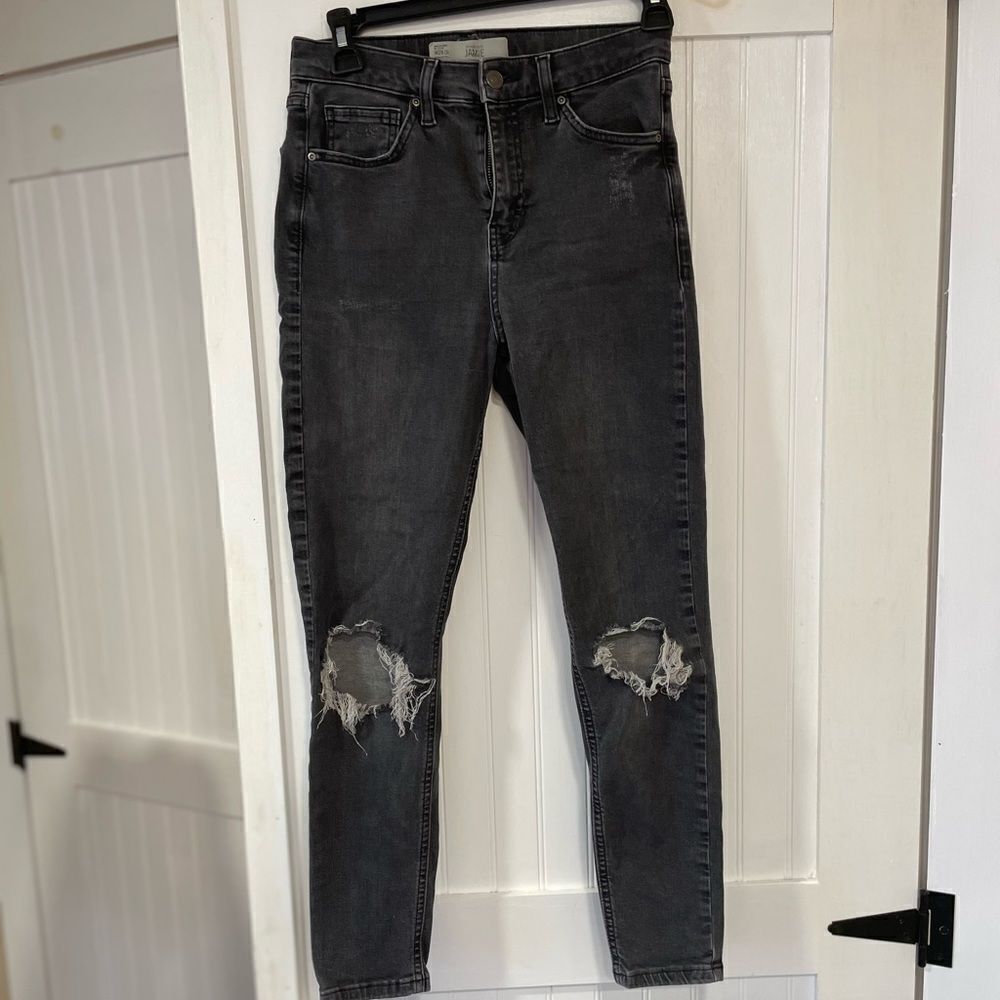 TOPSHOP black/dark charcoal  Jamie jeans size 28 great preowned condition:)